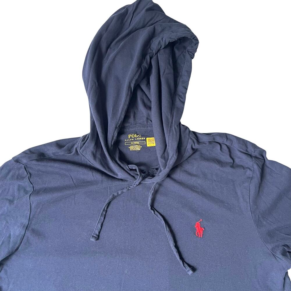 Polo Ralph Lauren Men’s Navy Lightweight Cotton Hoodie Red Pony Logo Size Medium